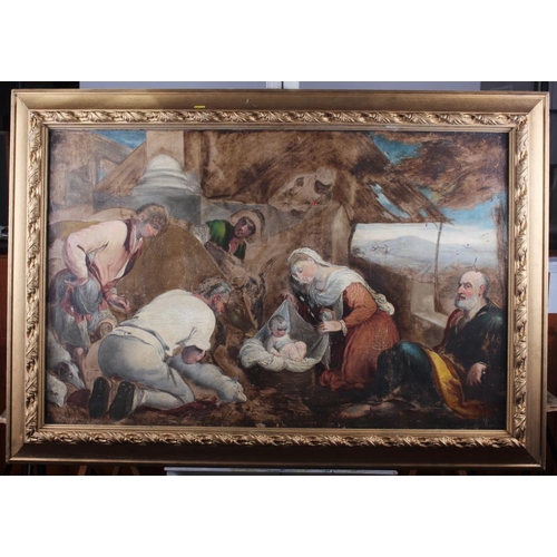 474 - Manner of Bassano: oil on canvas, Adoration of Shepherds, 27