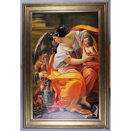 490 - R H, '86: a modern oil, mother comforting a crying child, 23