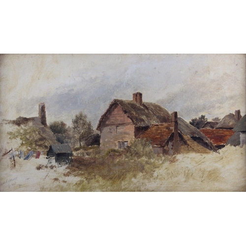 500 - Attr Fred Walker, '70: oil on board, cottages in Maidenhead, 8 1/2