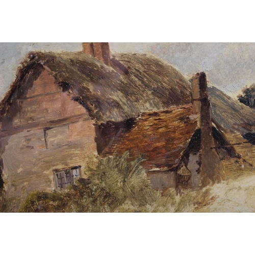 500 - Attr Fred Walker, '70: oil on board, cottages in Maidenhead, 8 1/2