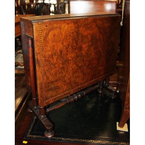 505 - A figured walnut Sutherland dining table, decorated parquetry banding, 26