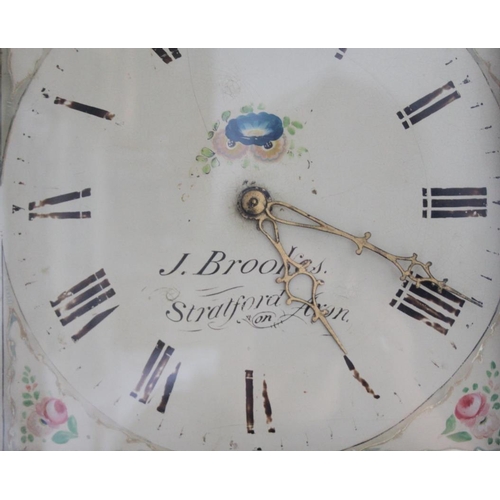 579 - A 19th century oak long case clock, painted dial inscribed 