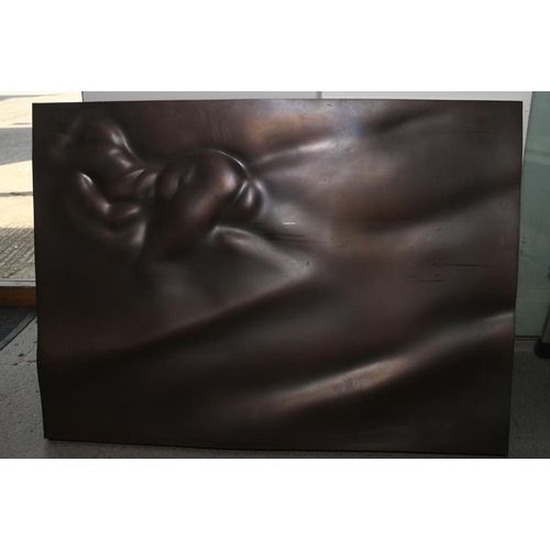 132 - † Ralph Brown: patinated bronze plaque, Lovers V monogrammed, 23