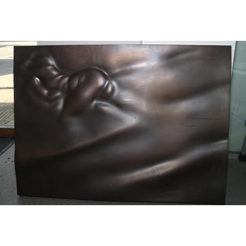 132 - † Ralph Brown: patinated bronze plaque, Lovers V monogrammed, 23