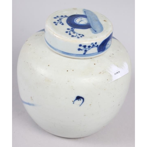 74 - A Chinese blue and white ginger jar, decorated figures on boats, 5