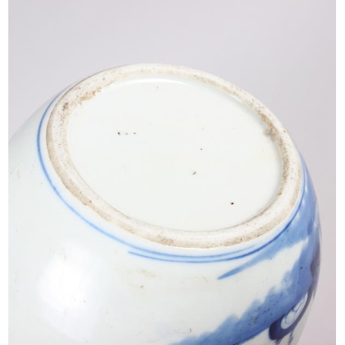 74 - A Chinese blue and white ginger jar, decorated figures on boats, 5