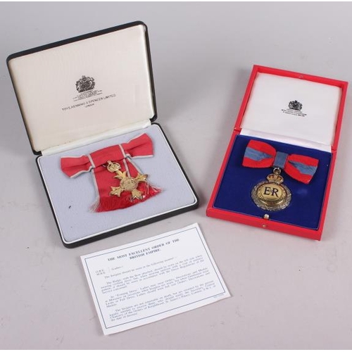 354 - An OBE and Imperial Service medal, presented to Miss Thayer