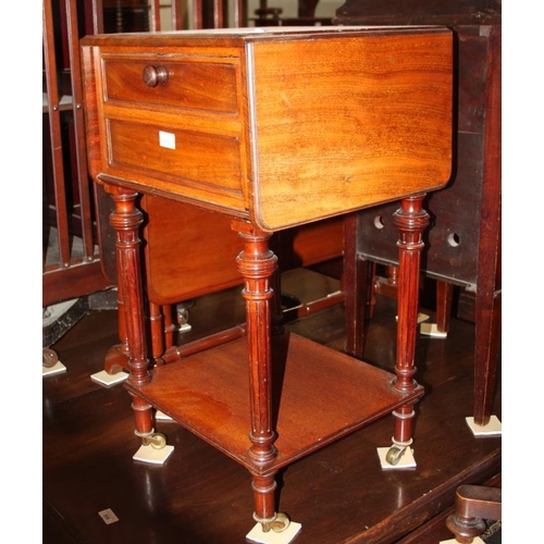 513 - A late 19th century drop leaf bedside table, fitted cupboard and undershelf, 17