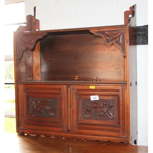 528 - A late Victorian walnut wall cabinet, fitted shelf and lower cupboard, 23