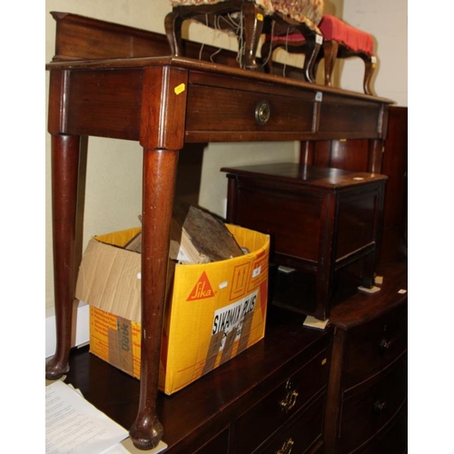 540 - A 19th century mahogany side table, fitted two drawers, on pole turned supports, 48