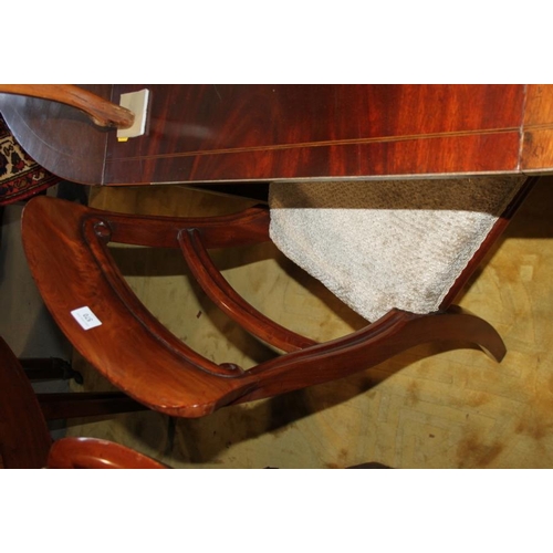 570 - A set of four 19th century mahogany dining chairs with plain top and back rails and stuffed over sea... 