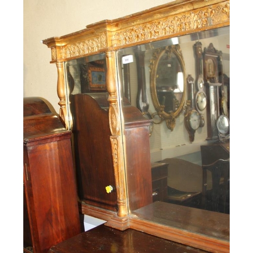 590 - A Regency design gilt wood framed three-plate overmantel mirror, 54