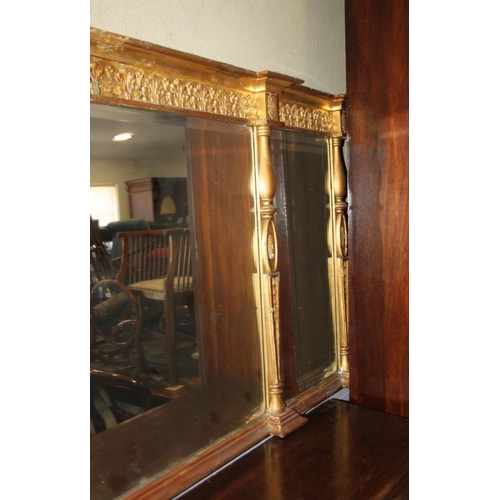 590 - A Regency design gilt wood framed three-plate overmantel mirror, 54