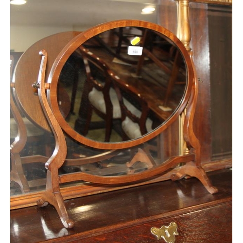 598 - A Georgian design shield-shaped toilet mirror, on skeleton stand, 12