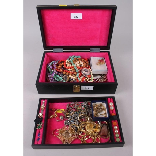 327 - A collection of costume jewellery, ear studs, pendants and bracelets