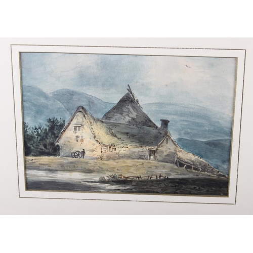 440 - Five early 19th century and later watercolour studies, architectural and domestic scenes, in strip f... 