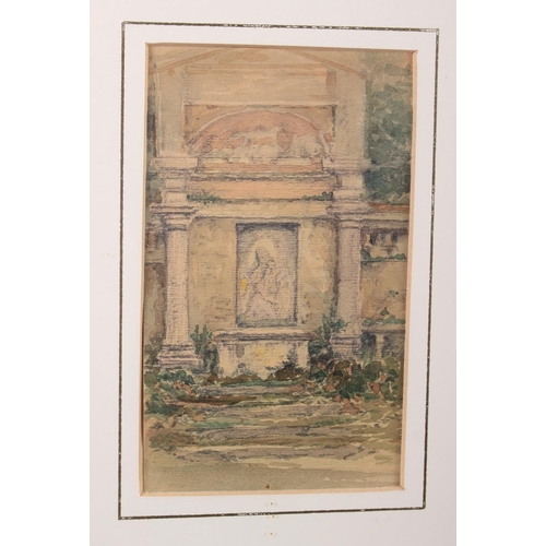 440 - Five early 19th century and later watercolour studies, architectural and domestic scenes, in strip f... 