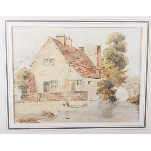 440 - Five early 19th century and later watercolour studies, architectural and domestic scenes, in strip f... 