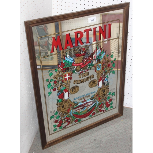 597 - A Martini advertisement mirror, plate 23 1/2