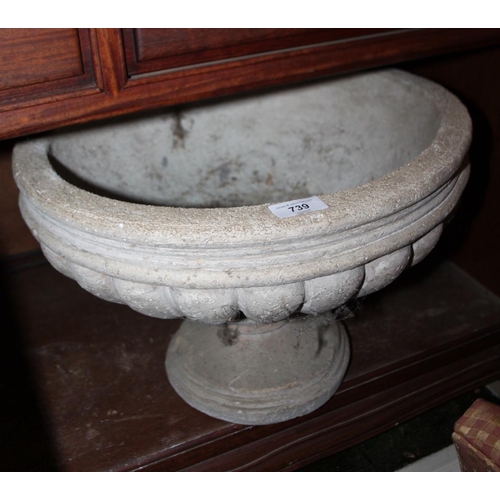 739 - A cast cement circular pedestal planter, 17