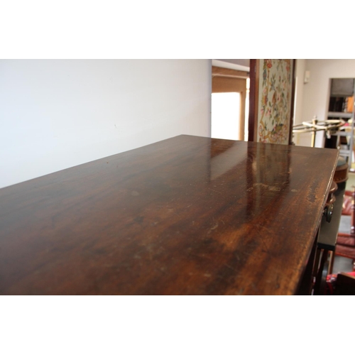 563 - A 19th century crossbanded mahogany side table, fitted frieze drawer, on square taper supports, 31