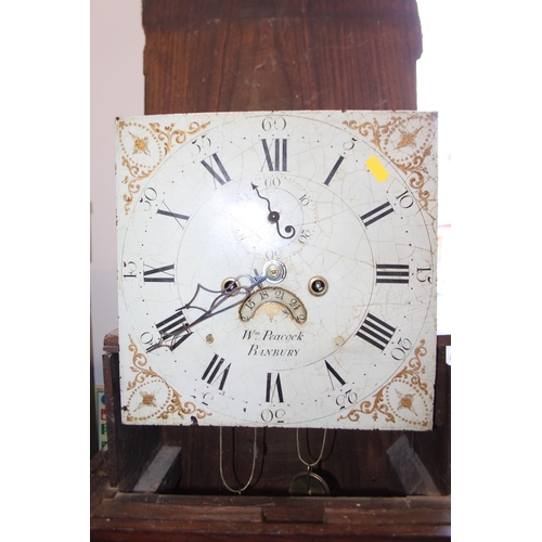 578 - A 19th century oak long case clock, painted dial inscribed 