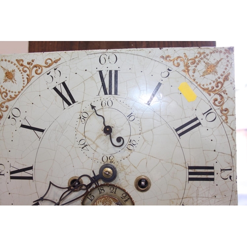 578 - A 19th century oak long case clock, painted dial inscribed 