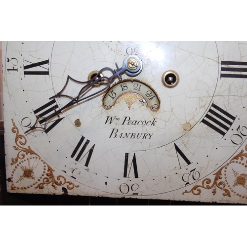 578 - A 19th century oak long case clock, painted dial inscribed 