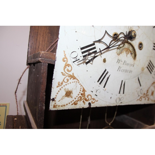 578 - A 19th century oak long case clock, painted dial inscribed 