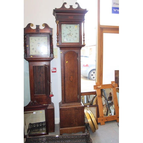 578 - A 19th century oak long case clock, painted dial inscribed 