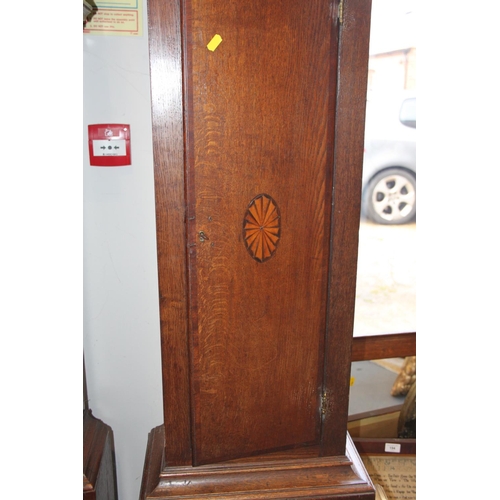 578 - A 19th century oak long case clock, painted dial inscribed 