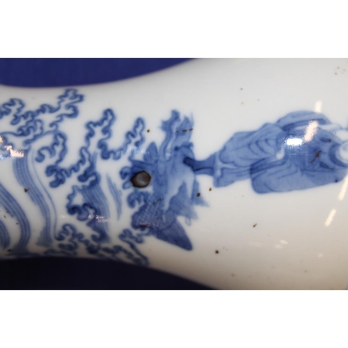 72 - A Chinese blue and white Meiping vase, decorated figure, 6 1/2