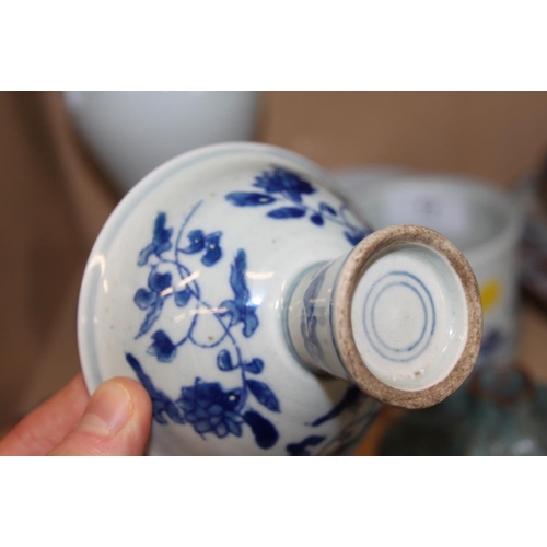 72 - A Chinese blue and white Meiping vase, decorated figure, 6 1/2