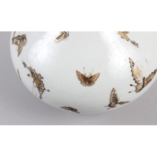 113 - A Chinese Republic bulbous vase with gilt butterfly decoration, 11 1/2