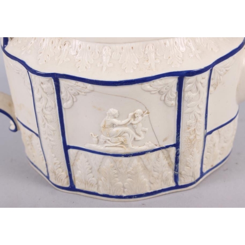 12 - Three 19th century blue and white Castleford teapots (damages)