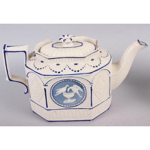 12 - Three 19th century blue and white Castleford teapots (damages)