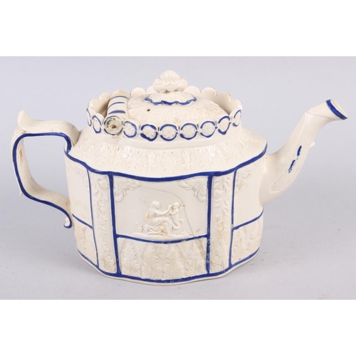 12 - Three 19th century blue and white Castleford teapots (damages)