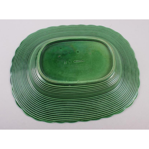 13 - A Brameld green glazed leaf and basket moulded oval dish, 10