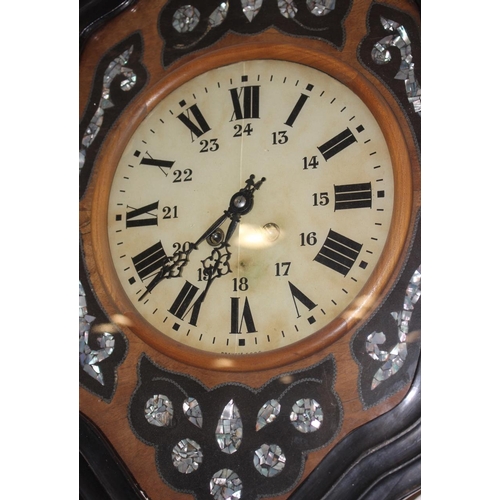 178 - A French ebonised shaped case wall clock with mother-of-pearl inlaid dial, 24