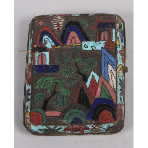 188 - A cloisonne cigarette case with dragon and landscape decoration, 3