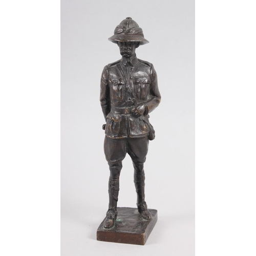 203 - Sydney March: a bronze figure of Field Marshall Lord Roberts, on rectangular base, 8 1/2