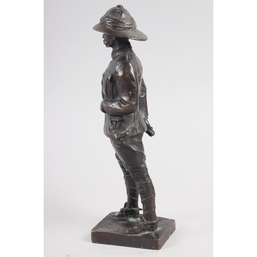 203 - Sydney March: a bronze figure of Field Marshall Lord Roberts, on rectangular base, 8 1/2