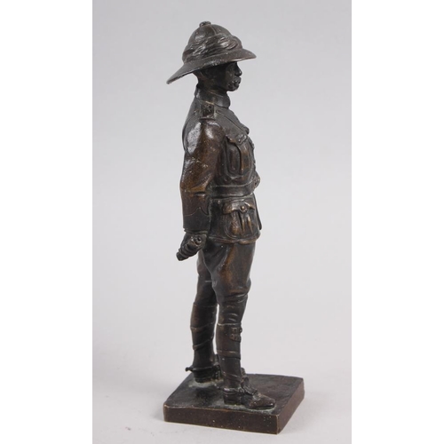 203 - Sydney March: a bronze figure of Field Marshall Lord Roberts, on rectangular base, 8 1/2