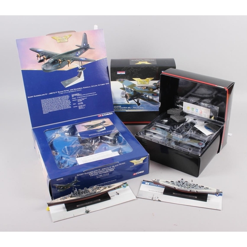 225 - A Corgi Aviation Archive Fairey Swordfish Mark I, a companion Short Sunderland III and two scale mod... 