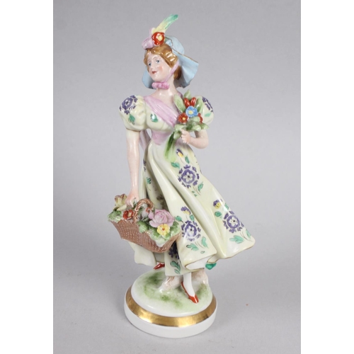 232 - A 19th century Meissen figure of a child with a goat, on oval base, 6