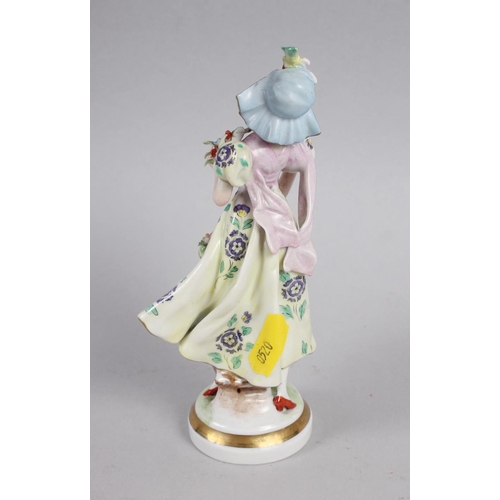 232 - A 19th century Meissen figure of a child with a goat, on oval base, 6