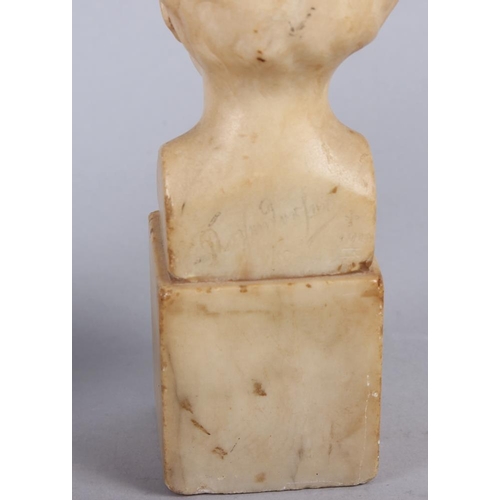 257 - An alabaster bust of a child, indistinctly signed, 6 1/2