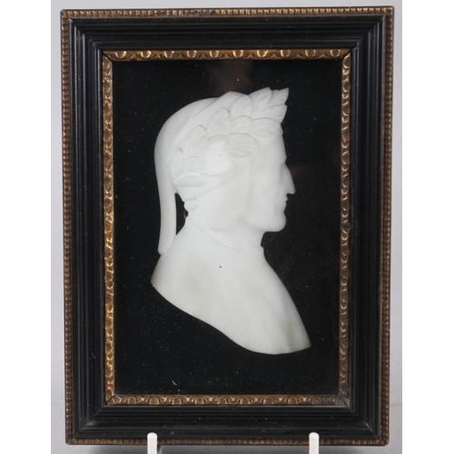 261 - A 19th century carved marble shallow relief portrait bust of Dante, 7 1/4