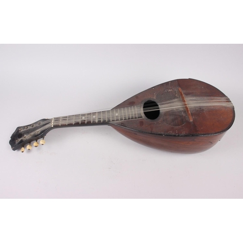 271 - A 19th century rosewood mandolin, labelled Domenico Zanoni, An HMV portable gramophone, in black cas... 