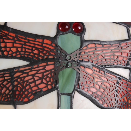 284 - An Art Nouveau design leaded glass lampshade with dragonfly decoration, 21